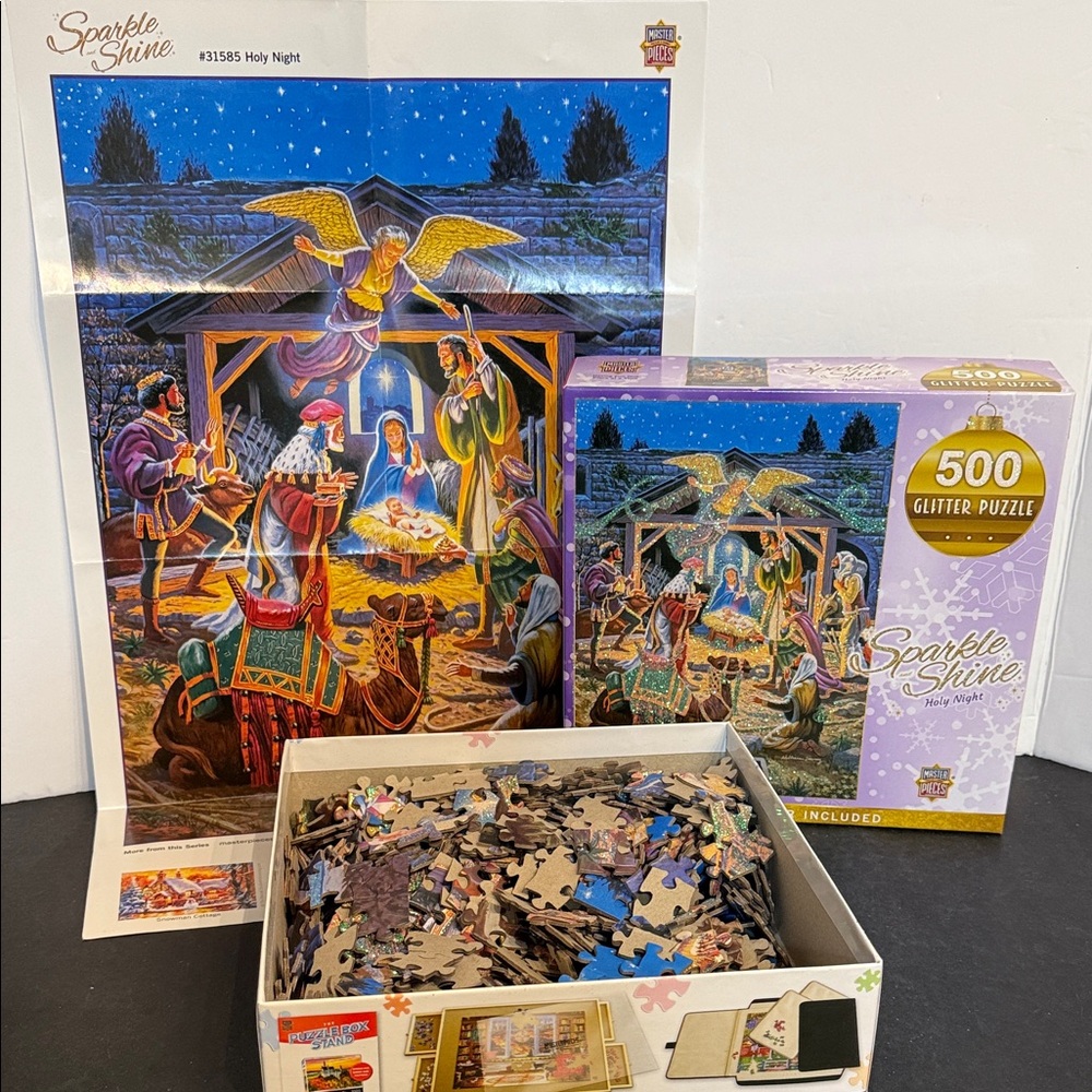 MasterPieces 500 piece Holy Night glitter jigsaw puzzle SALE🔴3/$25 - Picture 3 of 3